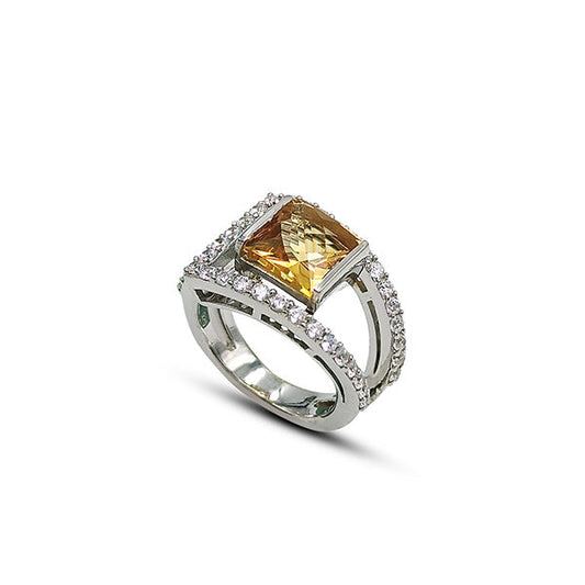 Citrine Square Rings