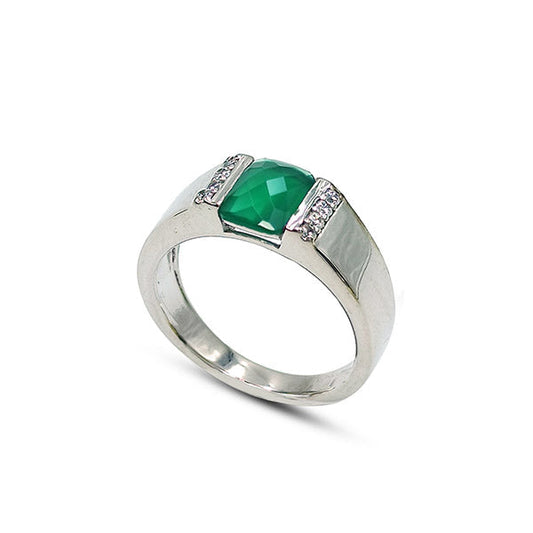 Green Onyx Octagon Rings