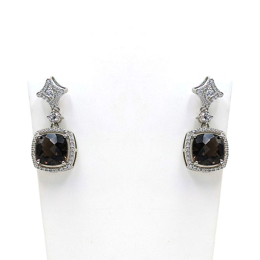 Smokey Quartz Cushion Earrings