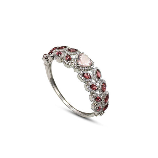 Rose Quartz and Garnet Bangle