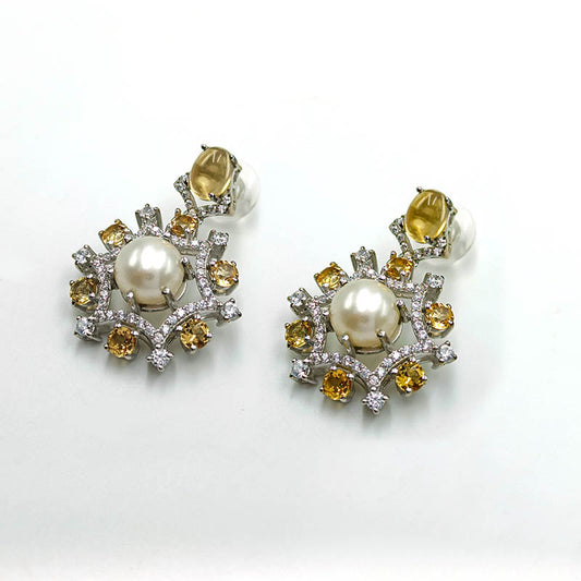 Pearl and Citrine Earrings