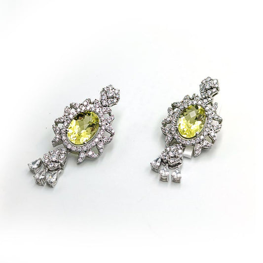 Lemon Quartz Oval Earrings
