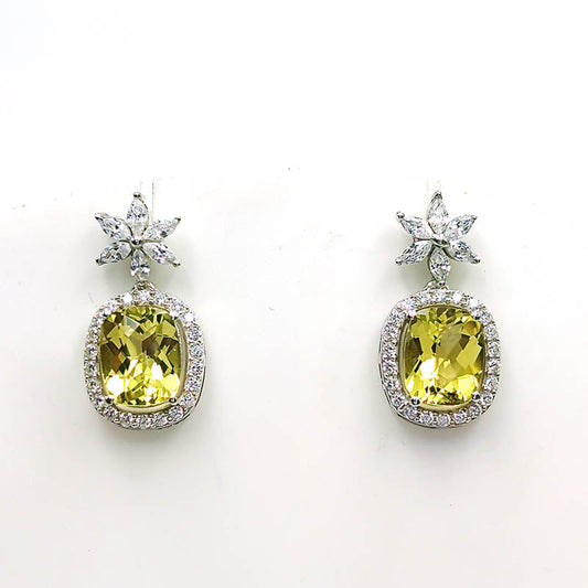 Lemon Quartz Cushion Earrings