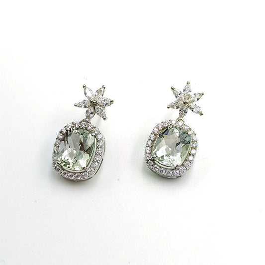 Prasiolite Cushion Earrings