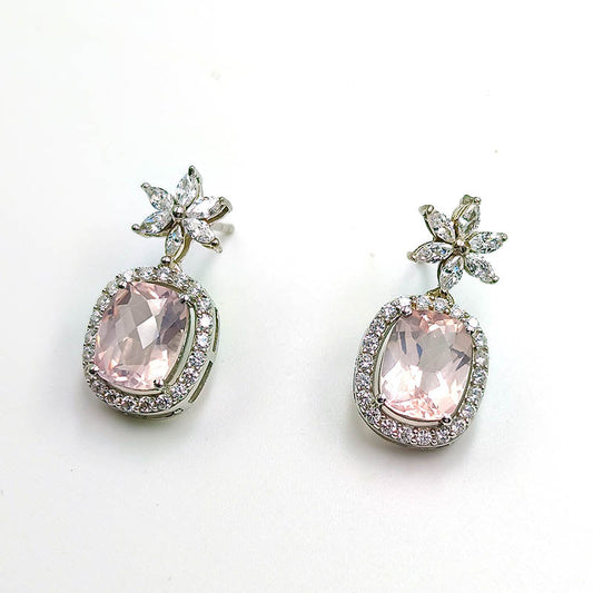 Rose Quartz Cushion Earrings