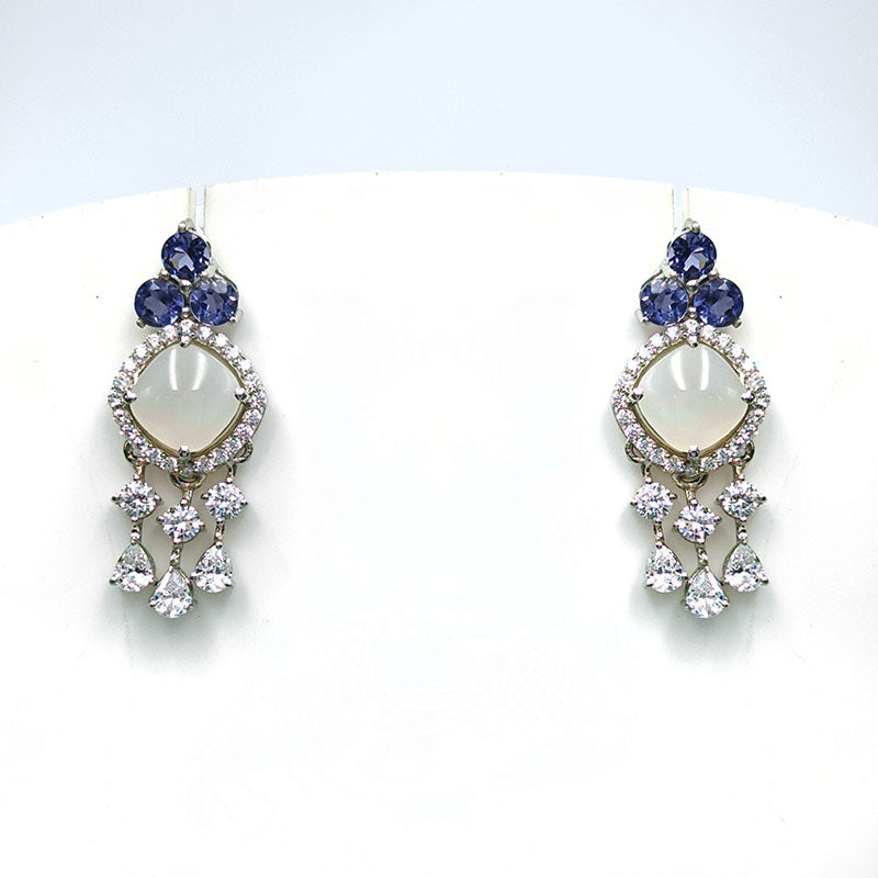 Iolite and White Moonstone Earrings