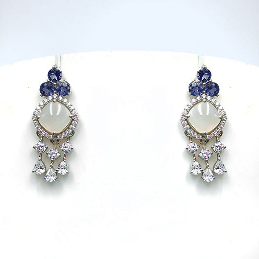 Iolite and White Moonstone Earrings