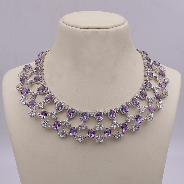Amethyst Scallop Collar Necklace