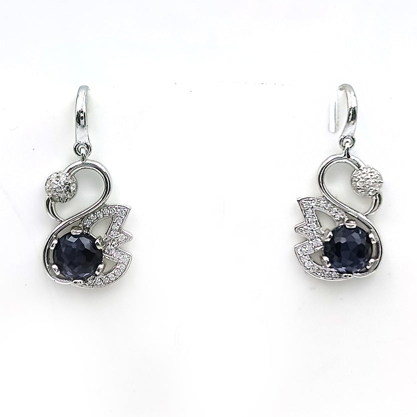 Amethyst Swan Earrings