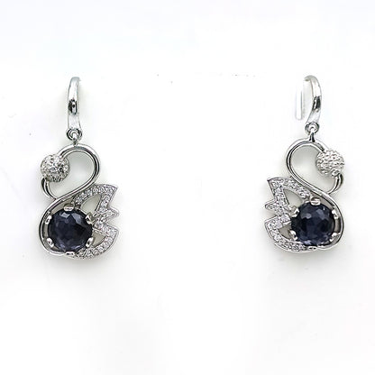 Amethyst Swan Earrings