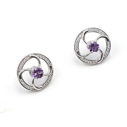 Amethyst Swirl Halo Earrings