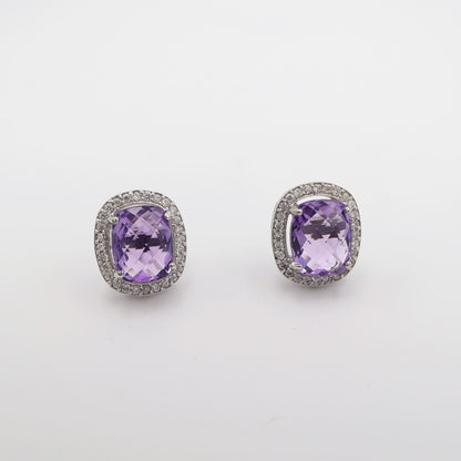 Prasiolite Bloom Halo Earrings