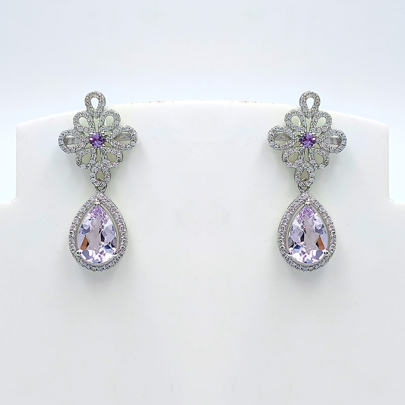 White Moonstone & Blue Topaz Celestial Drop Earrings