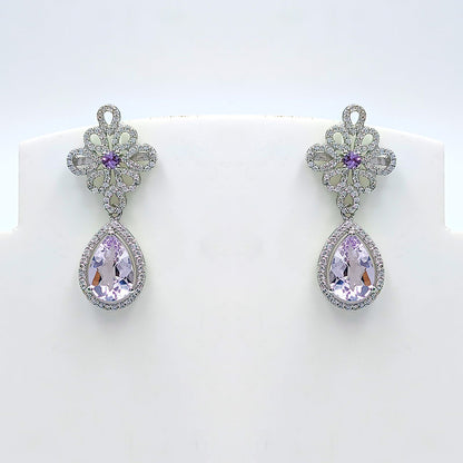 White Moonstone & Blue Topaz Celestial Drop Earrings