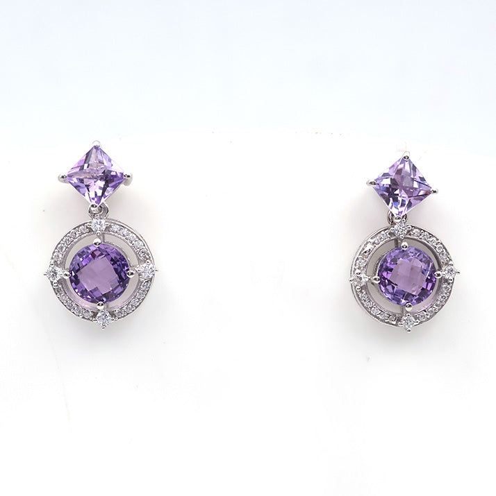 Blue Topaz Daisy Drop Earrings