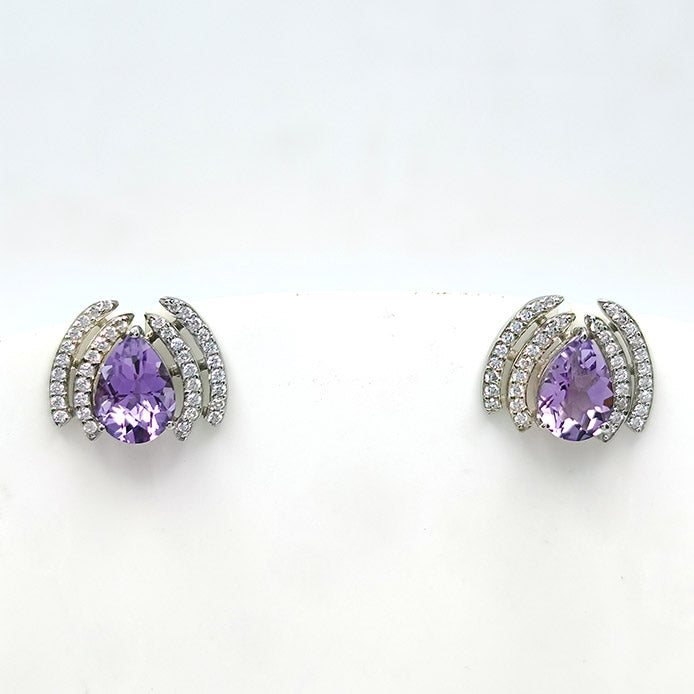Amethyst Dewdrop Halo Earrings