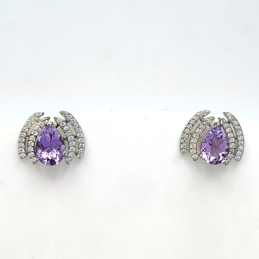 Amethyst Dewdrop Halo Earrings