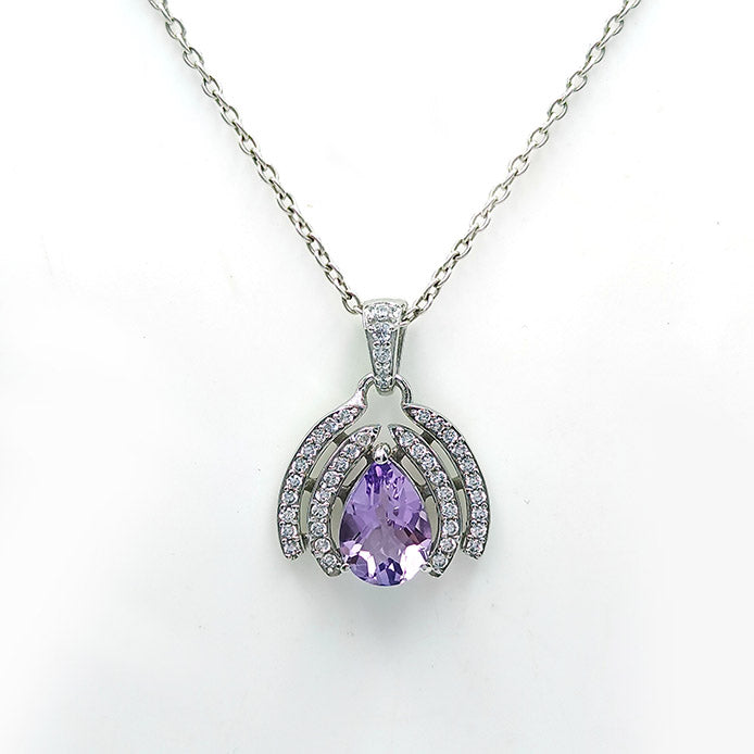 Amethyst Dewdrop Halo Earrings