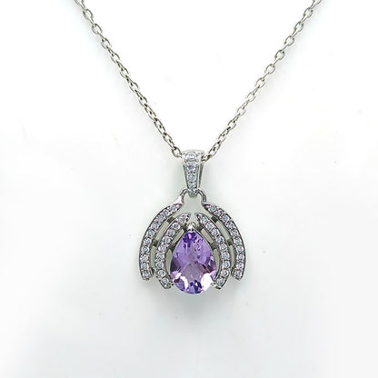 Amethyst Dewdrop Halo Earrings