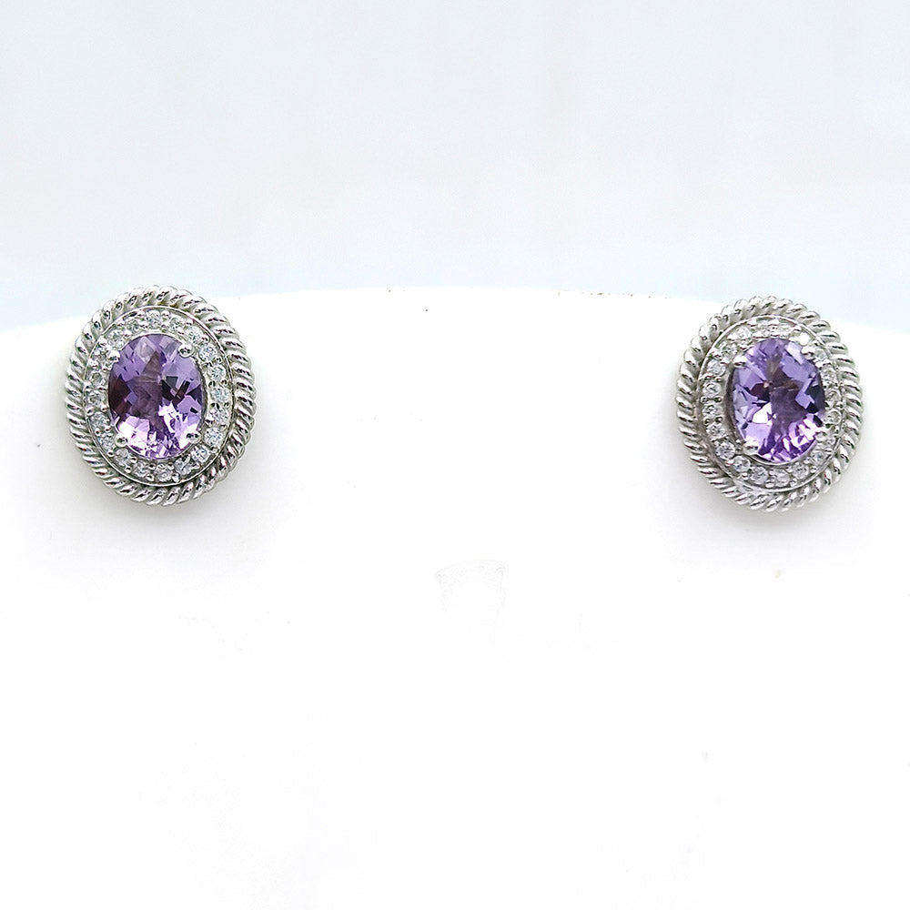 Prasiolite Orbit Solitaire Earrings