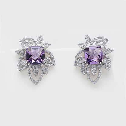 Prasiolite Petal Halo Earrings