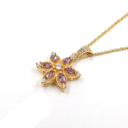 Pink Garnet Petal Star Earrings