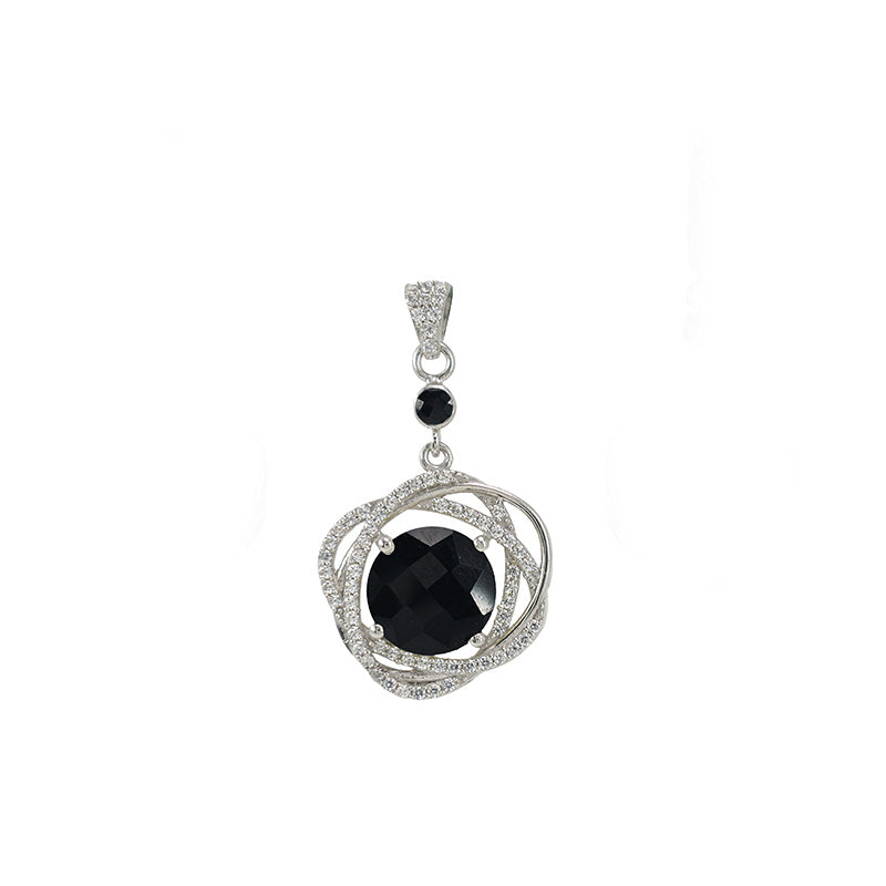 Black Onyx & Spinel Entangled Orbit Pendant