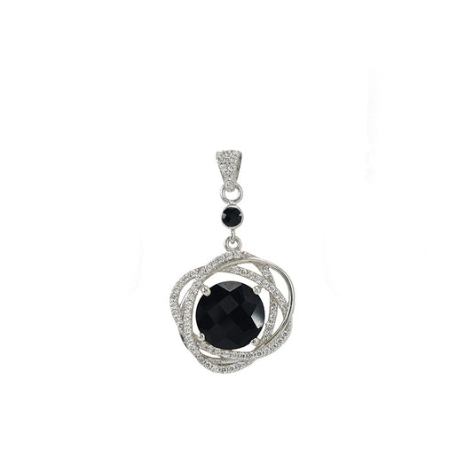 Black Onyx & Spinel Entangled Orbit Pendant
