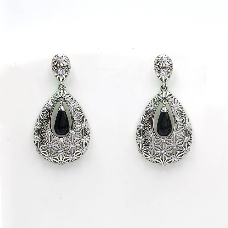 Green Onyx Pearline Lace Earrings