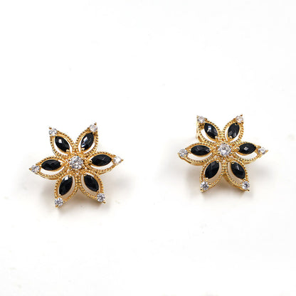 Pink Garnet Petal Star Earrings