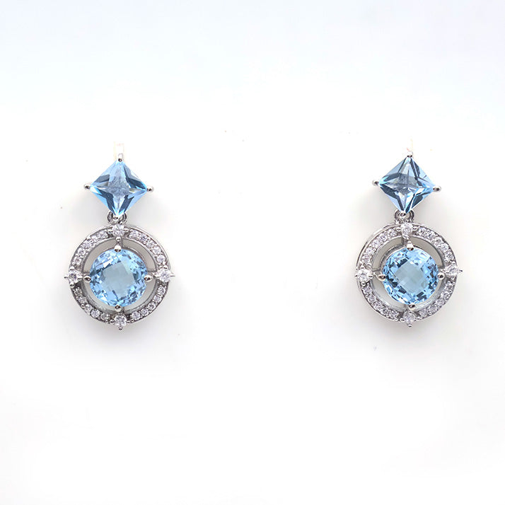 Blue Topaz Daisy Drop Earrings