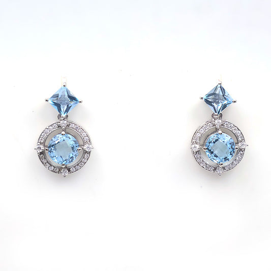 Blue Topaz Daisy Drop Earrings
