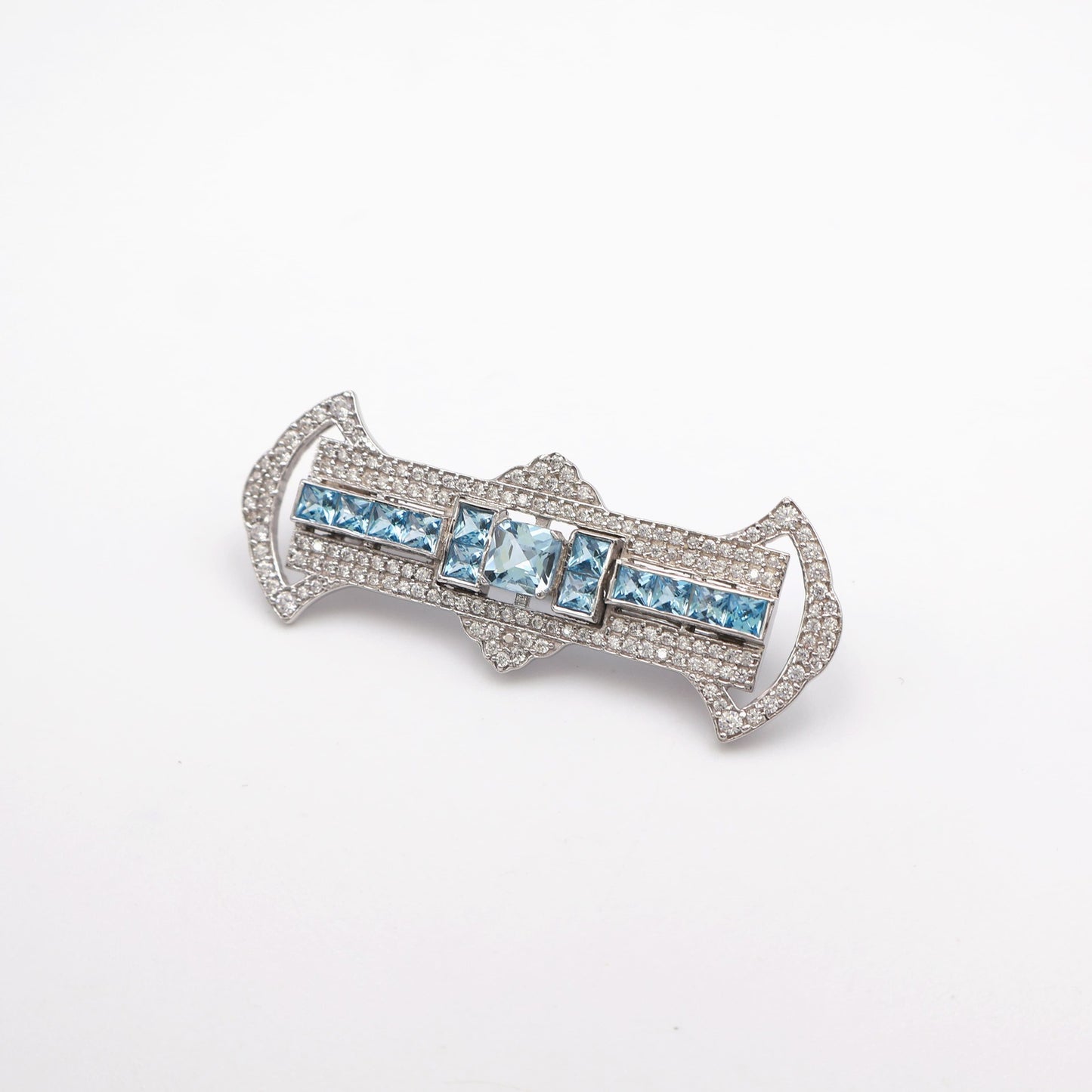 Blue Topaz Deco Bar Brooch