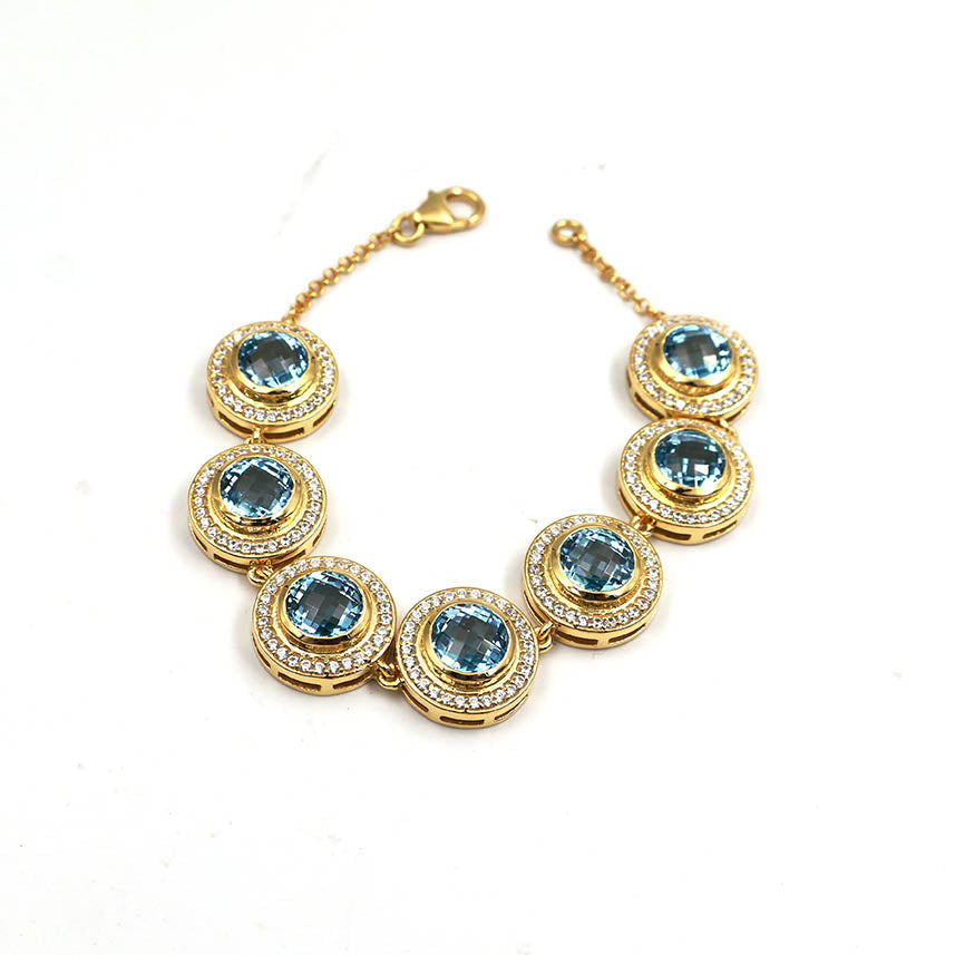 Blue Topaz Riviere Circle Bracelet