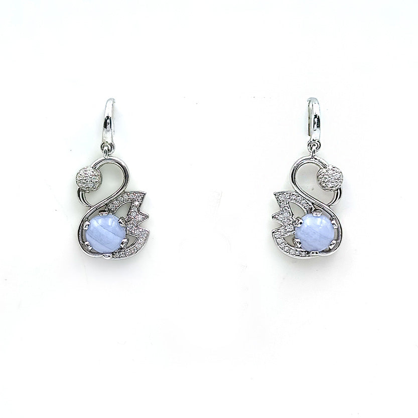 Amethyst Swan Earrings