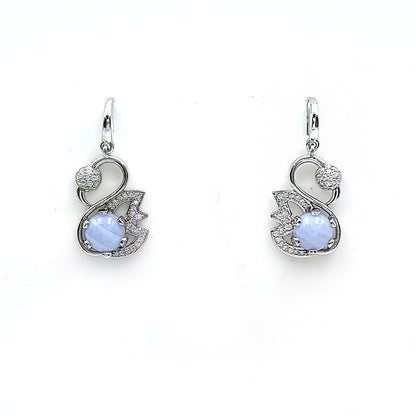 Amethyst Swan Earrings