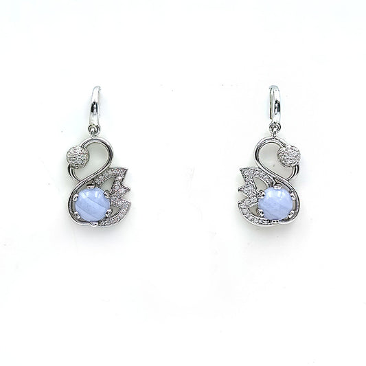 Amethyst Swan Earrings