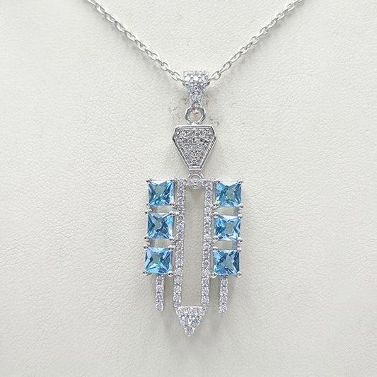 Blue Topaz Checkered Square Earrings