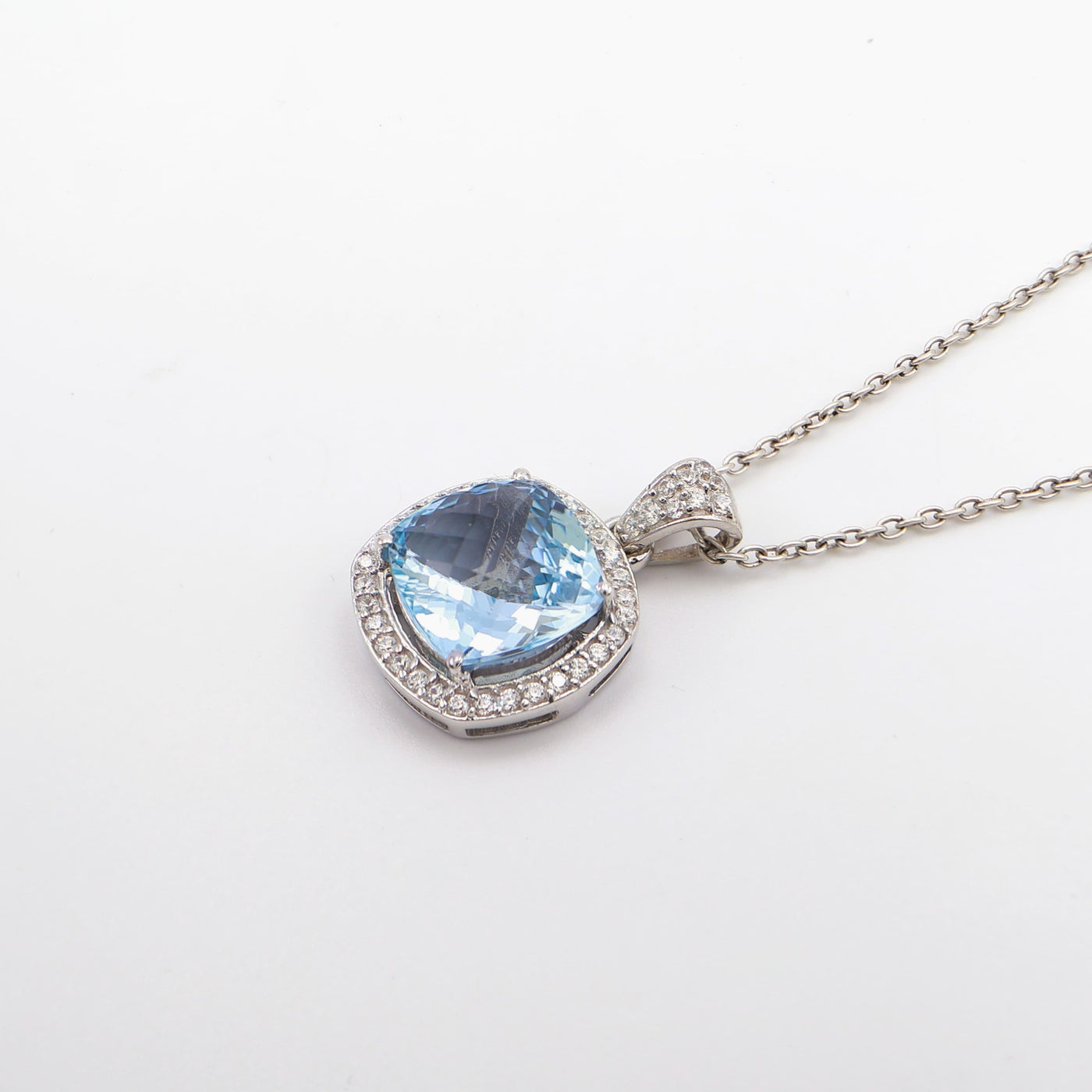 Blue Topaz Grand Cushion Halo Earrings