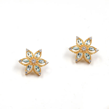 Pink Garnet Petal Star Earrings