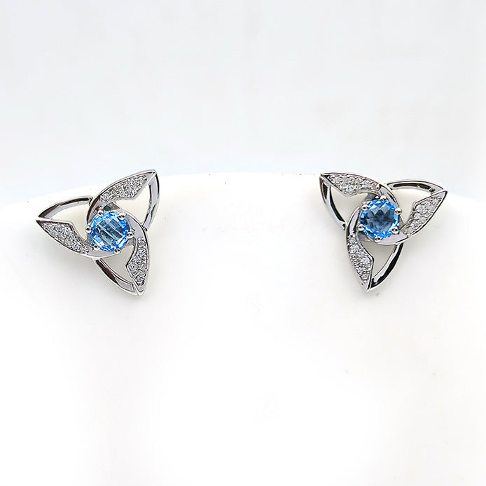 Pink Garnet Trinity Knot Earrings