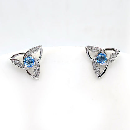Pink Garnet Trinity Knot Earrings
