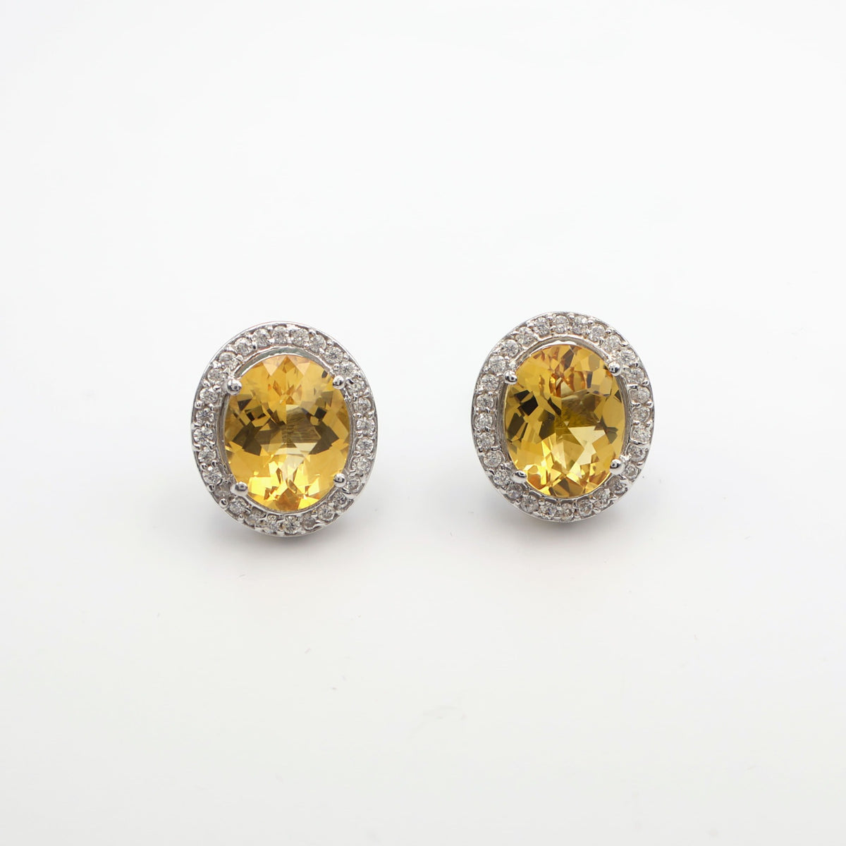 Citrine Cushion Halo Earrings