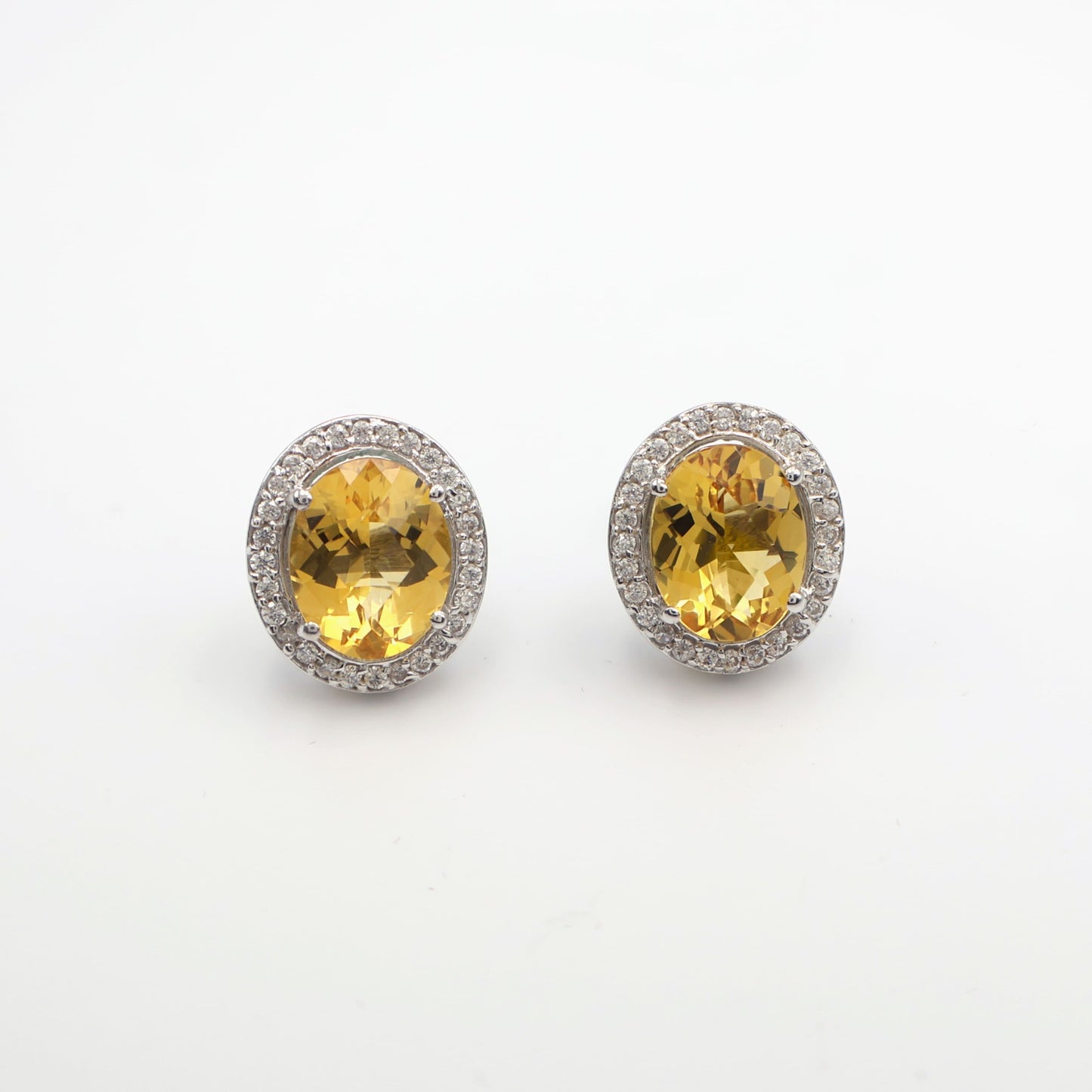 Citrine Cushion Halo Earrings