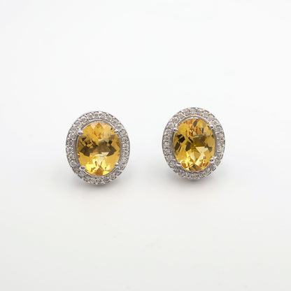Citrine Cushion Halo Earrings