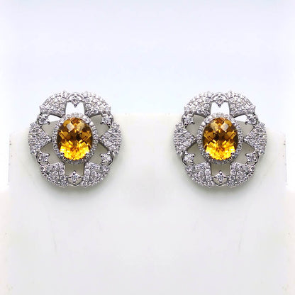Citrine Sunburst Halo Earrings