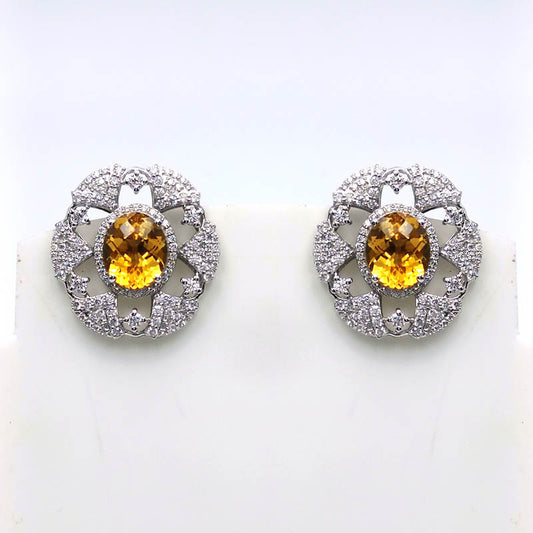 Citrine Sunburst Halo Earrings