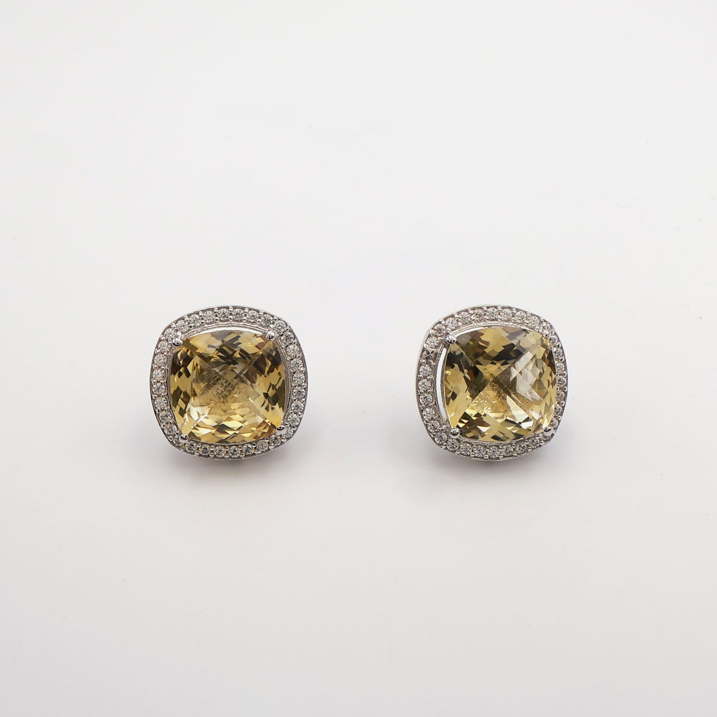 Blue Topaz Grand Cushion Halo Earrings