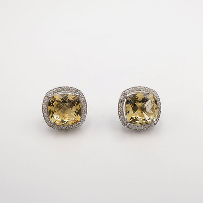 Blue Topaz Grand Cushion Halo Earrings