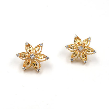 Pink Garnet Petal Star Earrings